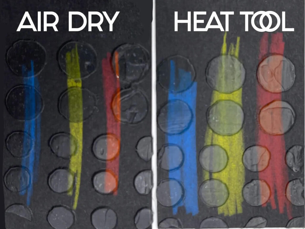 Media comparison Air dry vs heat tool