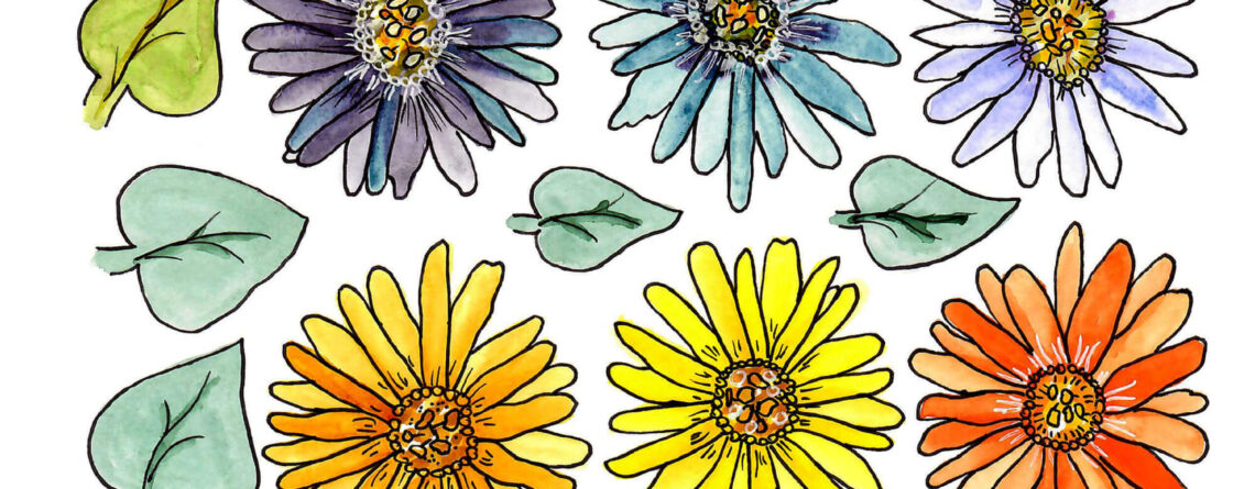 Whimsical Watercolor Flowers by Julie Torrens