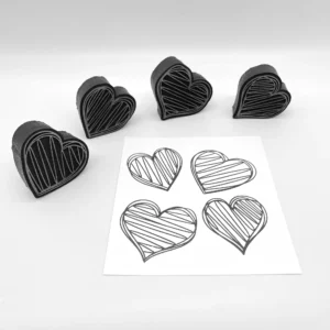 Gestural Hearts Style 1 set of four stamped view 1