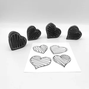 Gestural Hearts Style 1 set of four stamped view 2
